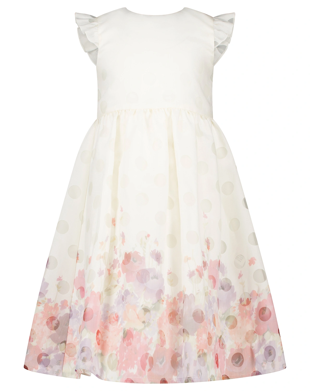 Kurzarmkleid FLOWER & DOTS in off white