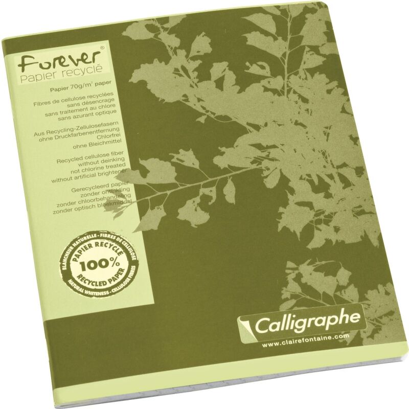 Cahier recyclé piqué Clairefontaine Forever 17 x 22 cm petits carreaux 96 pages
