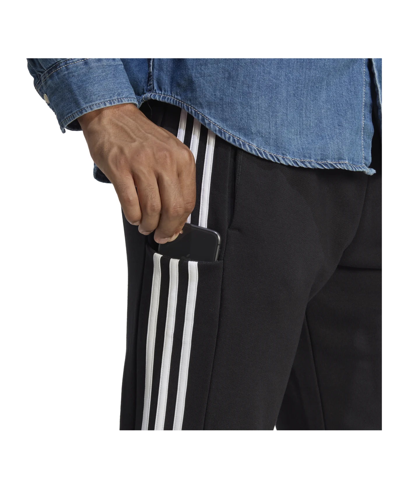 adidas Essentials French Terry Tapered Cuff 3-Stripes Pan Black