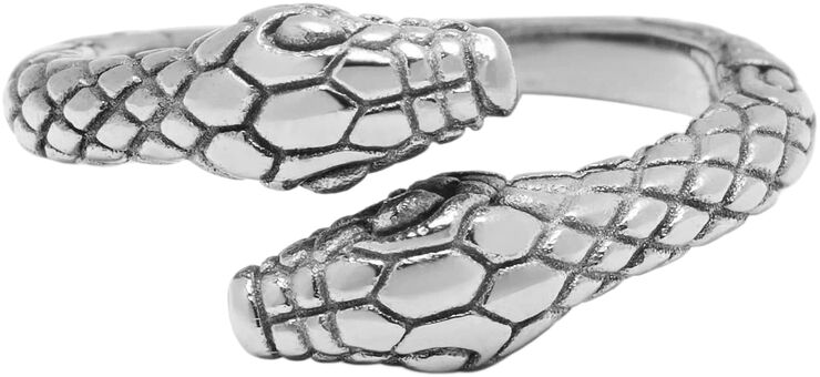 Nialaya Men's Stainless Steel Vintage Snake Ring Silver