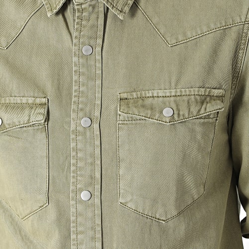 Chemise Jean Manches Longues Vert Kaki