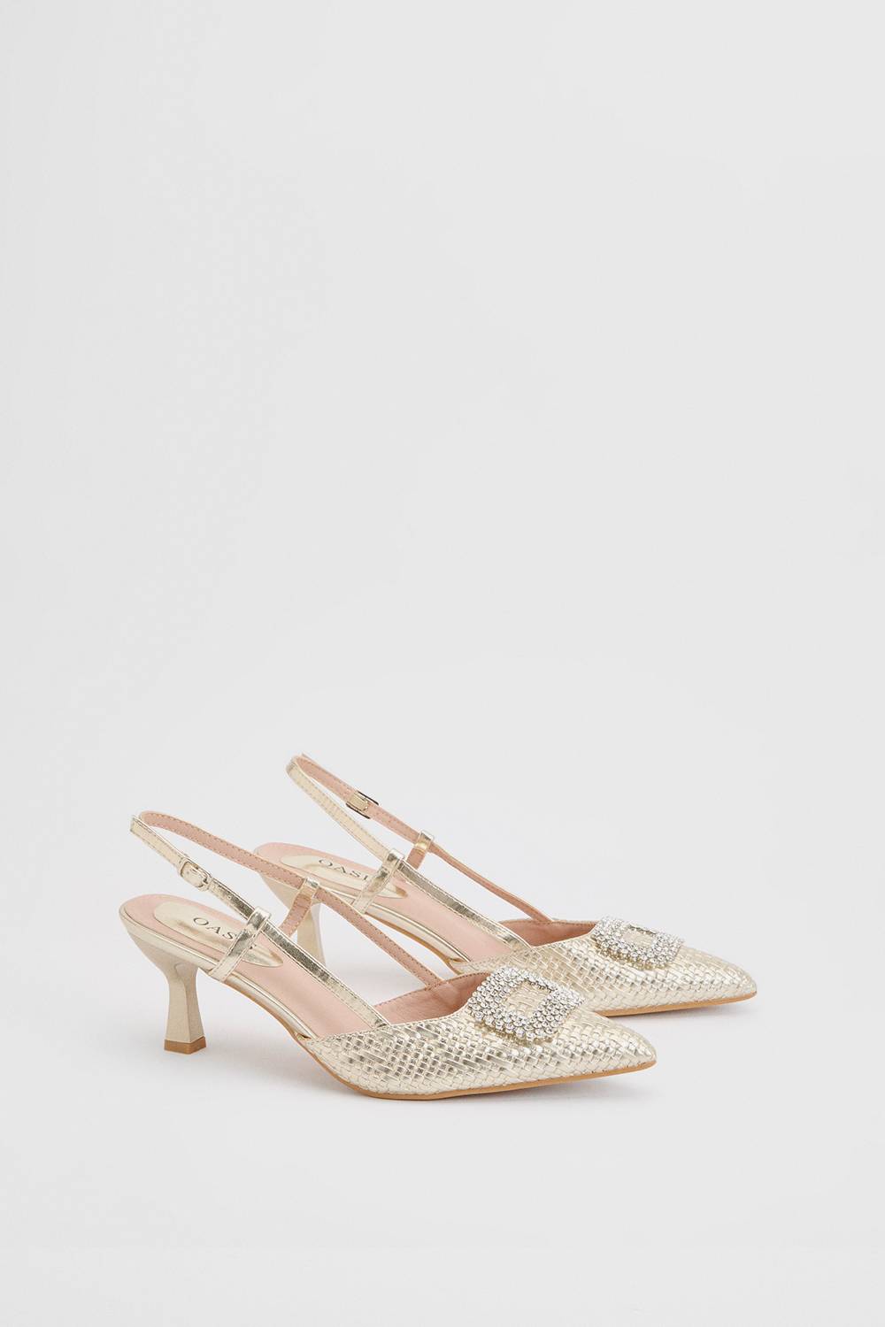 Oasis Escarpins Layla À Talon Bobine Bout Pointu Finition Carrée Ornements Tressés En Synthétiquecuir