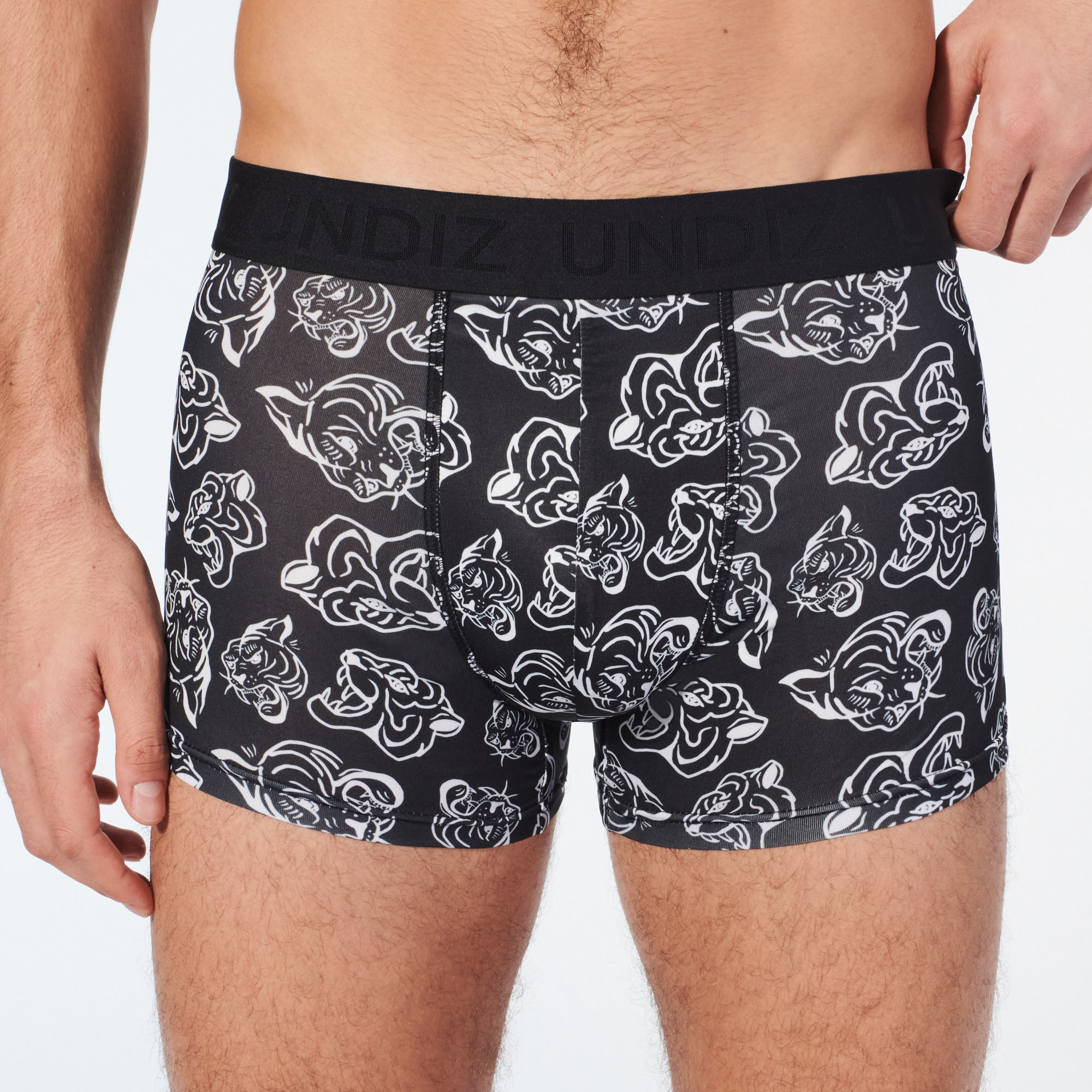 Boxer à motifs tigre en microfibre