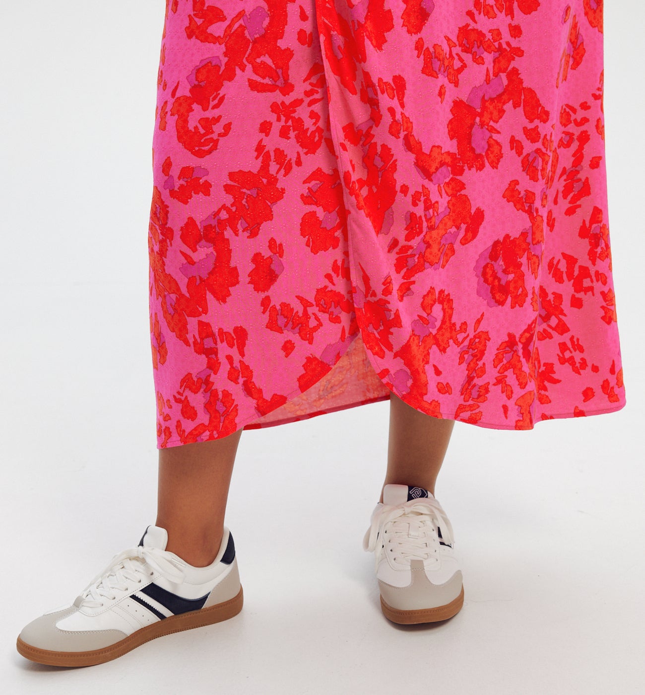 Jupe midi imprimée Femme - Imprimé framboise