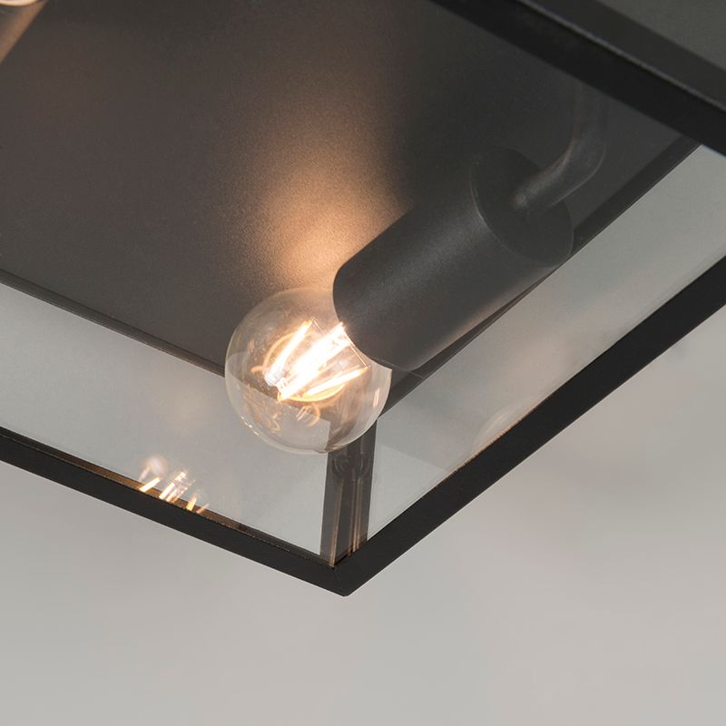 Industriële buiten plafondlamp zwart 2-lichts - Rotterdam