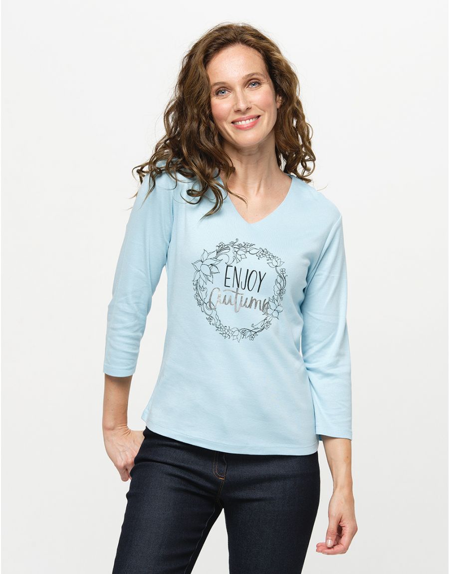 T-shirt coton modal ciel