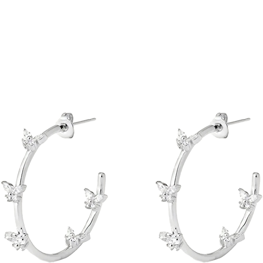 Boucles d'oreilles créoles - Fly Hoops - Laiton plaqué argent 10 microns