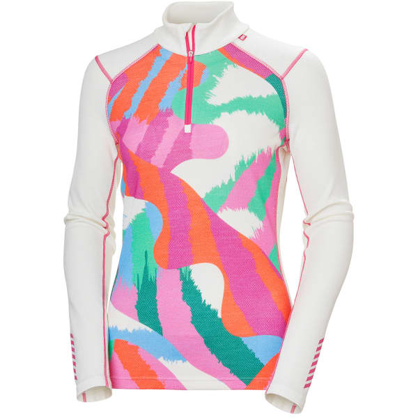 T-shirt thermique HELLY HANSEN W LIFA MERINO MIDW GRA 1/2 ZIP OFF WHITE JPB AOP
