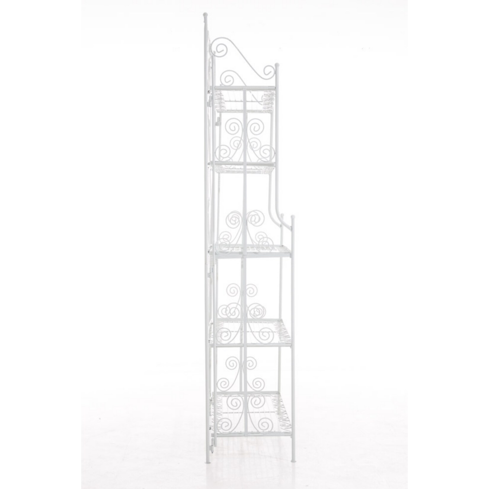 CLP Standregal Ciara I Outdoor Metallregal für Pflanzen im Landhausstil I Regal für Balkon, Terrasse, Veranda und Garten I 5 klappbare Böden