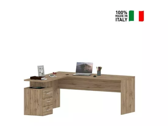 Bureau d'angle bois moderne design 3 tiroirs SADIMOL