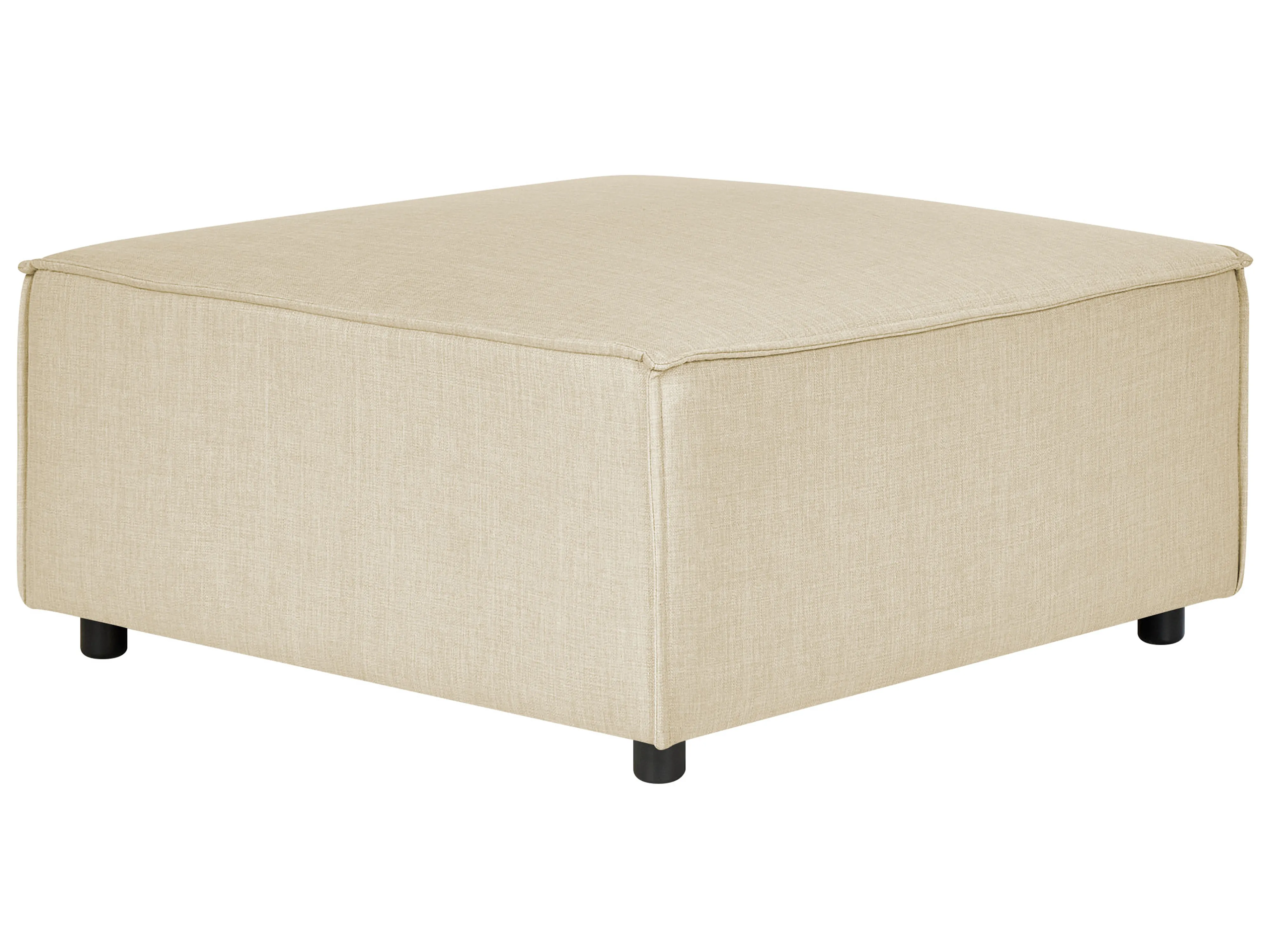 Modulaire hoekbank 2-zits APRICA Kunstlinnen Beige met ottomaan rechtszijdig