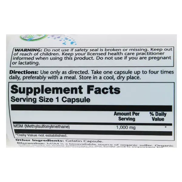 Solaray Pure MSM 1000mg 60 capsules