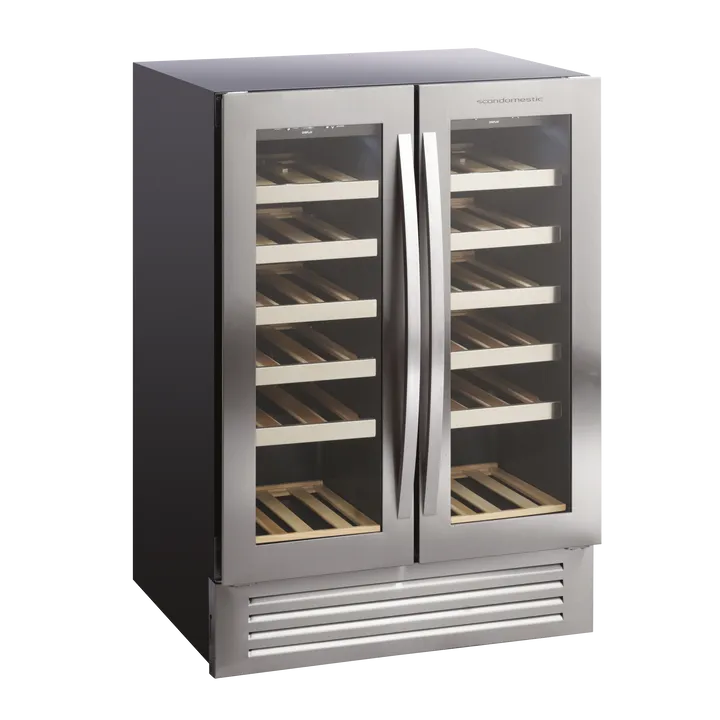 Scandomestic SV 91 X - Vinkøleskab - 2 Zoner - bredde: 59.5 cm - dybde: 61.6 cm - højde: 87.2 cm - 119 liter - sort/rustfrit stål - Optil 36 flasker