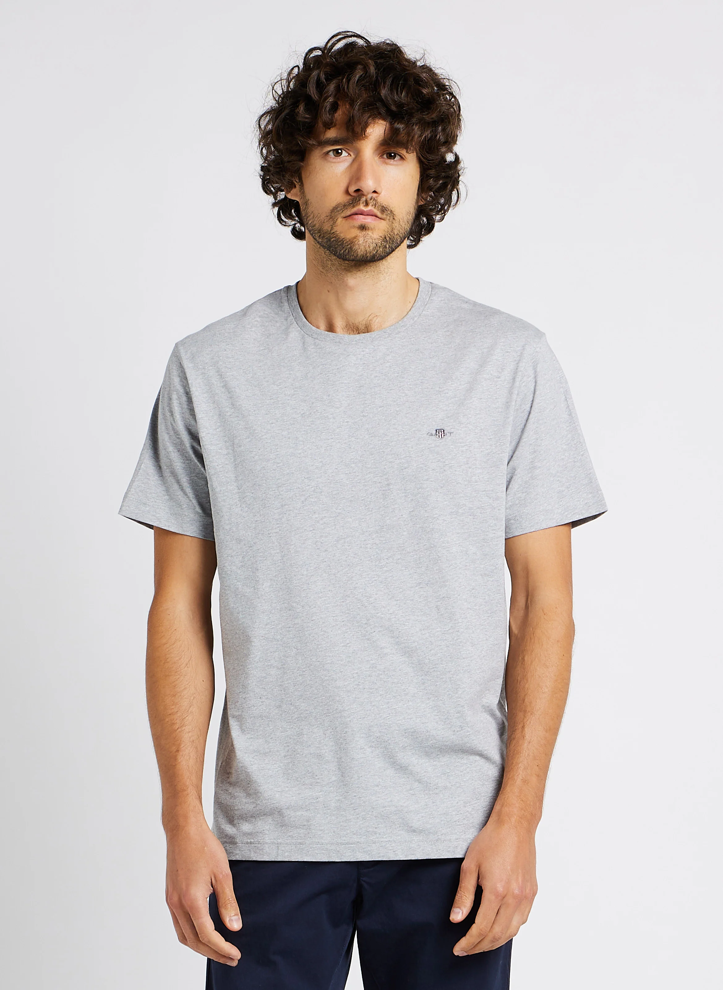 Tee-shirt col rond droit en coton | Gris