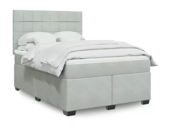 Sommier à lattes de lit et matelas Gris clair 160x200cm Velours