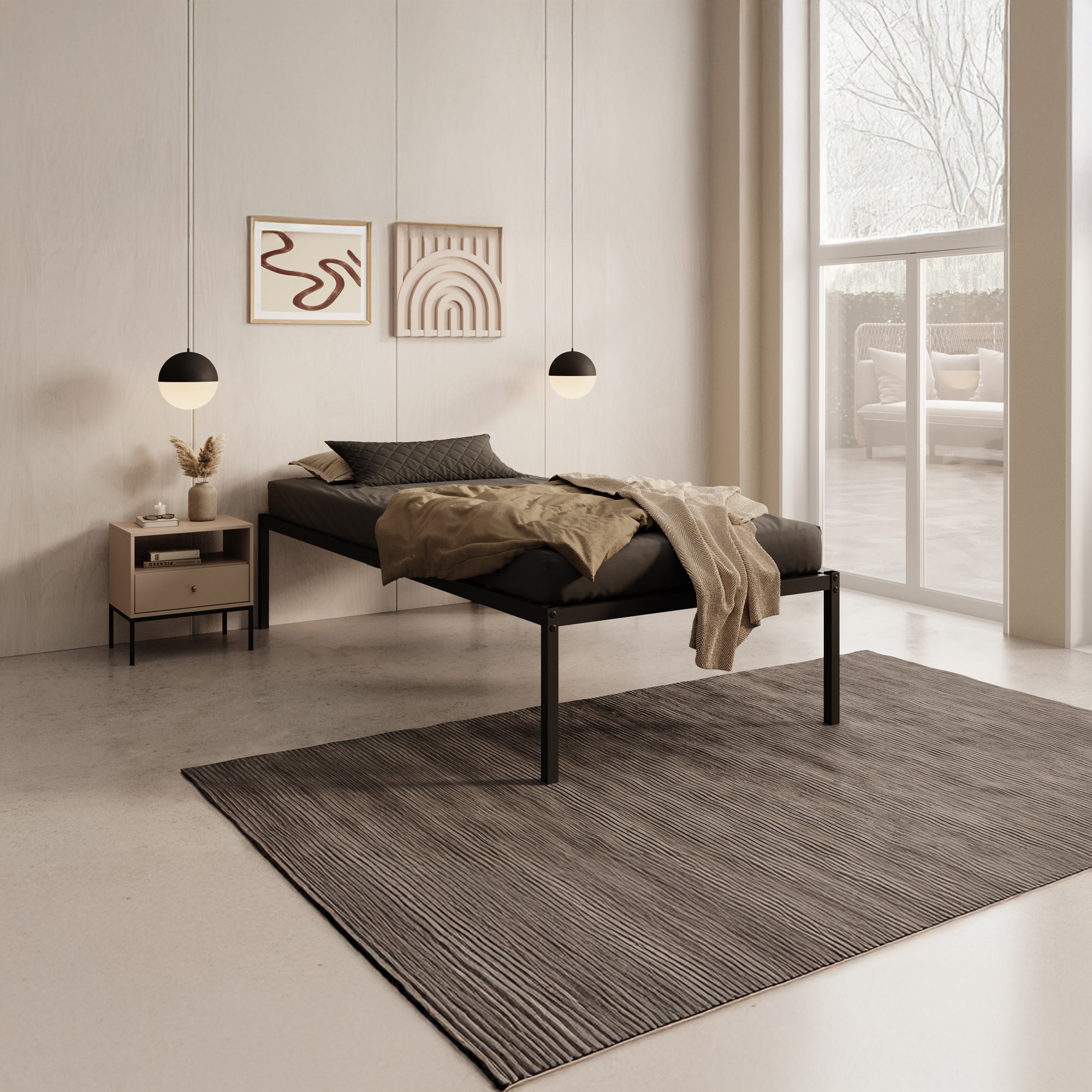 Justin - Eenpersoonsbed - Metaal zwart - 90x200 cm