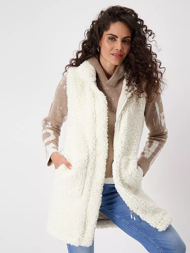 MONARI Gilet in Felloptik creme