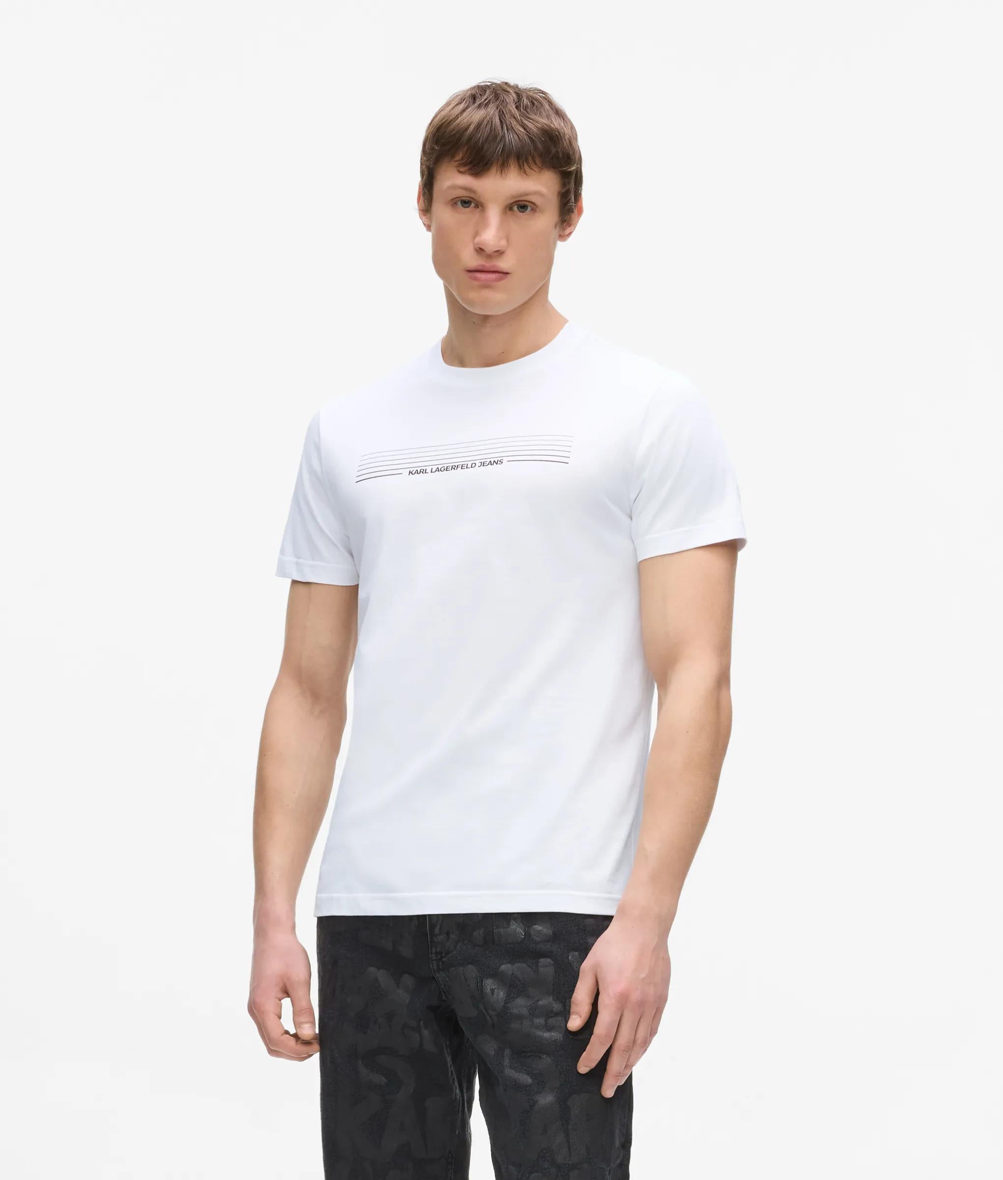 Slank T-shirt met gestreept logo