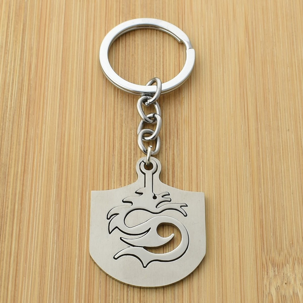 Porte-clés dragon plaque amovible acier inoxydable