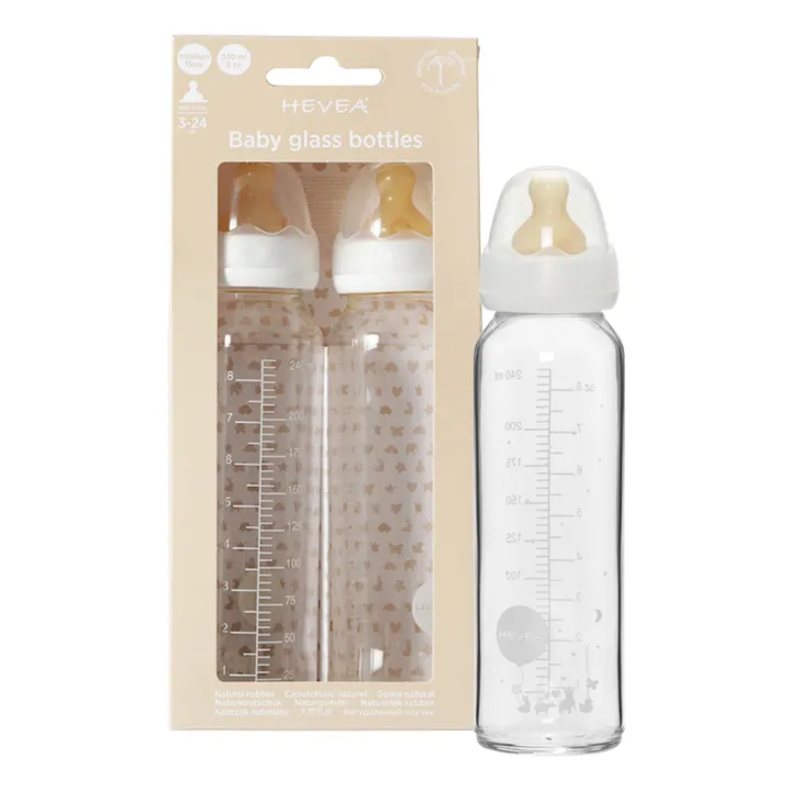 Hevea Biberons en verre borosilicate 240ml - Lot de 2