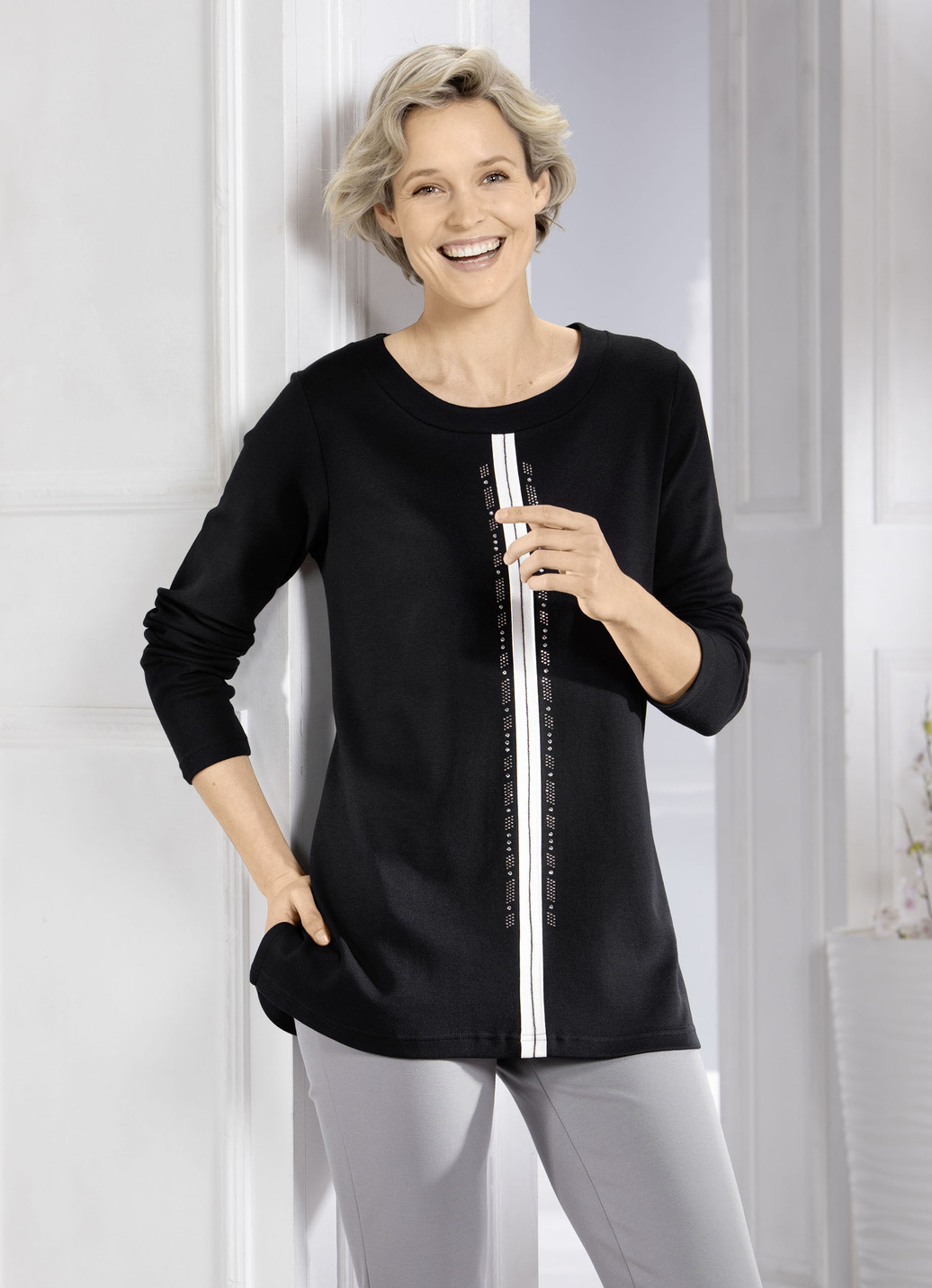 Sweatshirt mit kontrastfarbenem Zierband