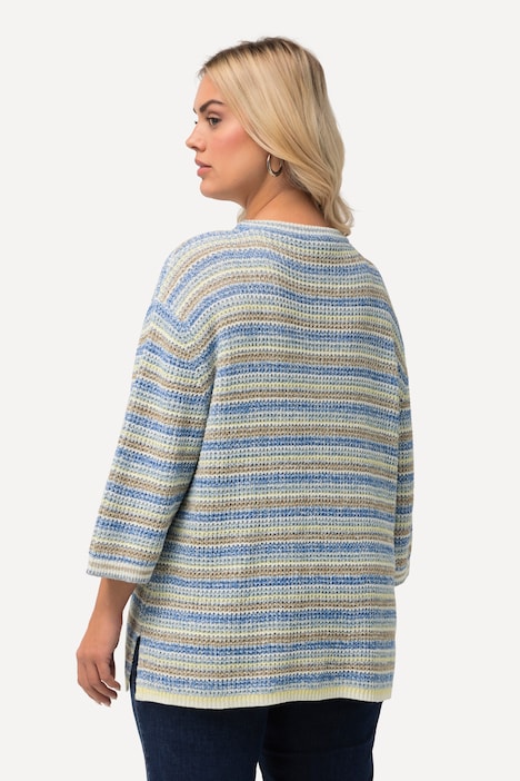 Pullover, Ringel, Oversized, Rundhals, 3/4-Arm