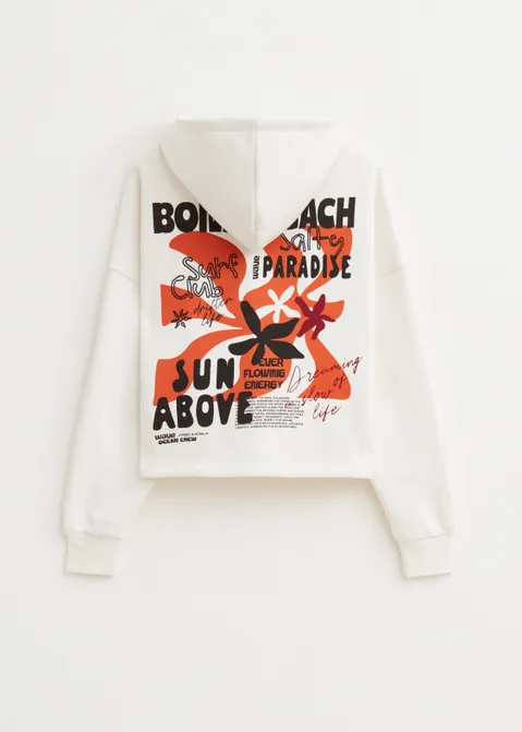 Hoodie met print off-white (WIT.O)