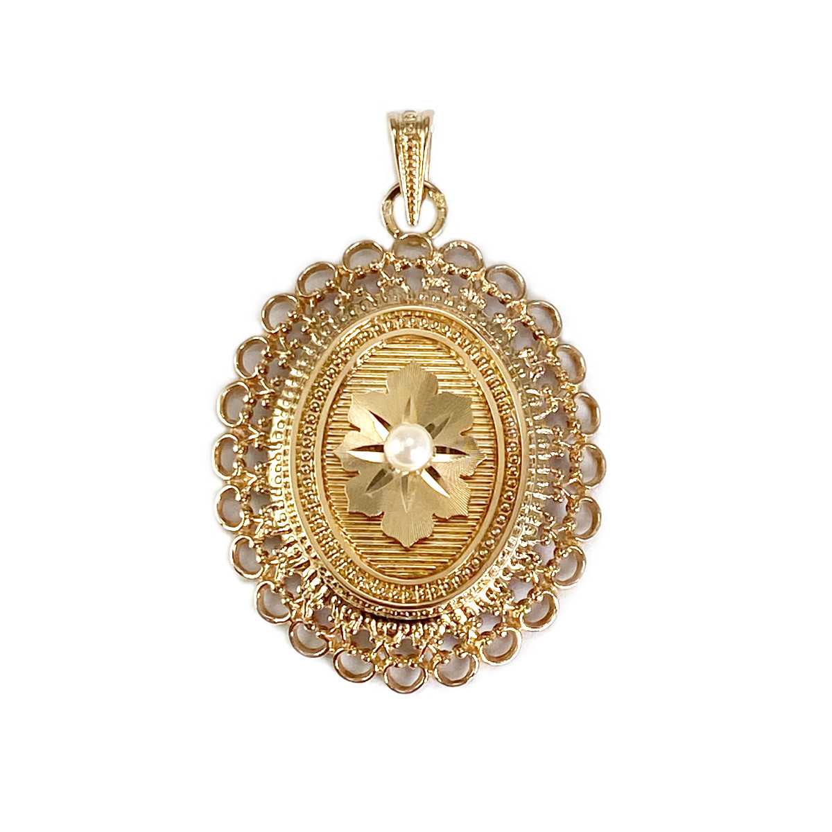 Pendentif d'occasion or 750 jaune perle de culture blanche