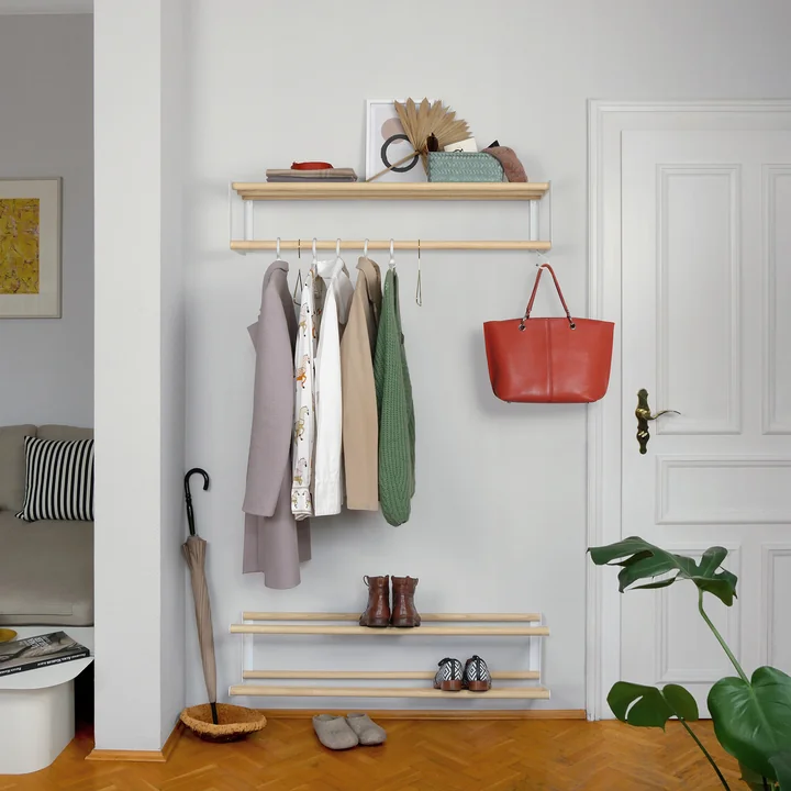 vonbox - Wandgarderobe Stixx, Esche natur / weiss
