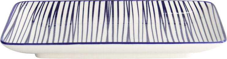Tokyo Design Studio Nippon Blå plade rektangel 21x13,5cm Linjer Blue/white