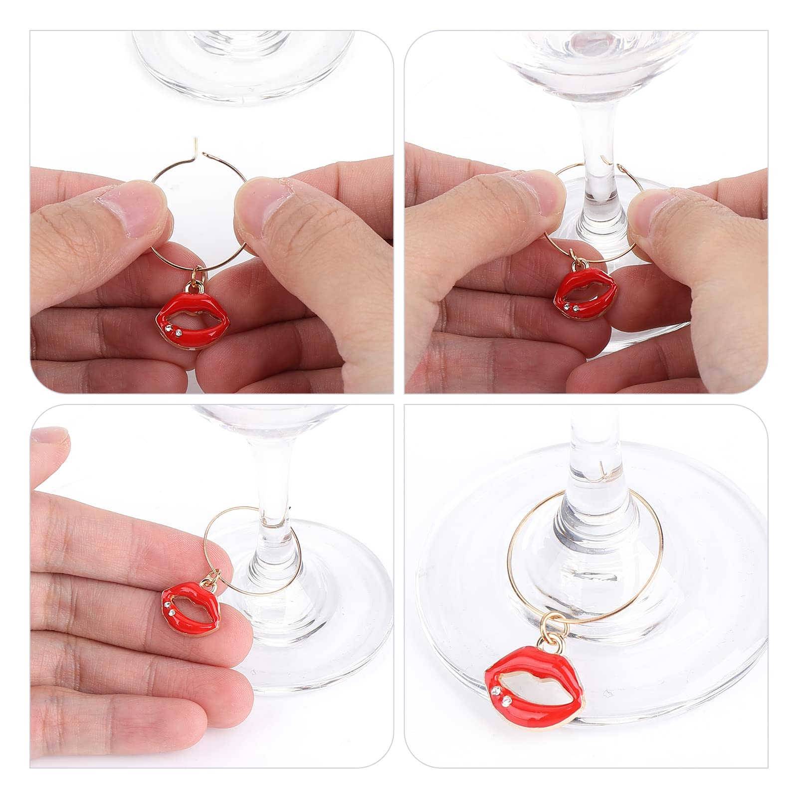 (17er Set) Glas Markierer Wiederverwendbare Trinkglas Fashion Charms Markierungs Anhänger - Bunt