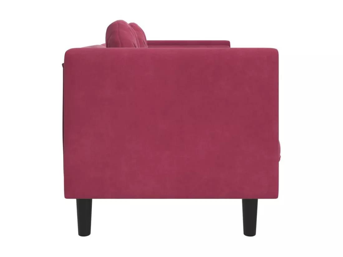 Canapé avec coussins 2 places rouge bordeaux velours