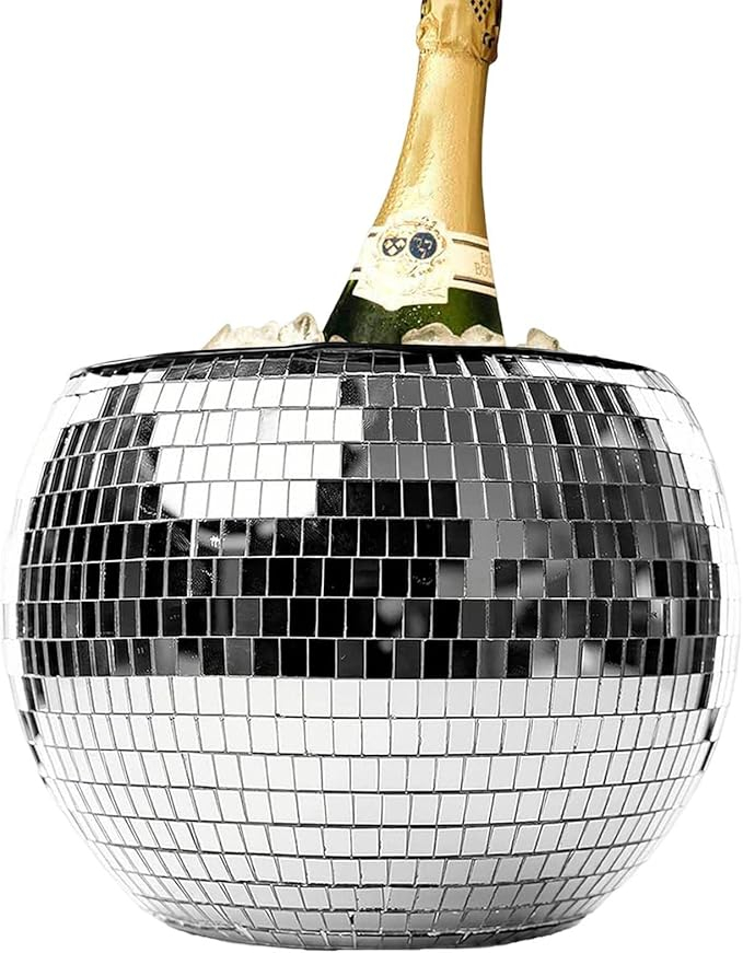(3.5l) Discokugel Party Eiswürfel Behälter Flaschen Eiskübel Getränke Kühler Ice Bucket für Bier / Champagner / Sekt - Silber