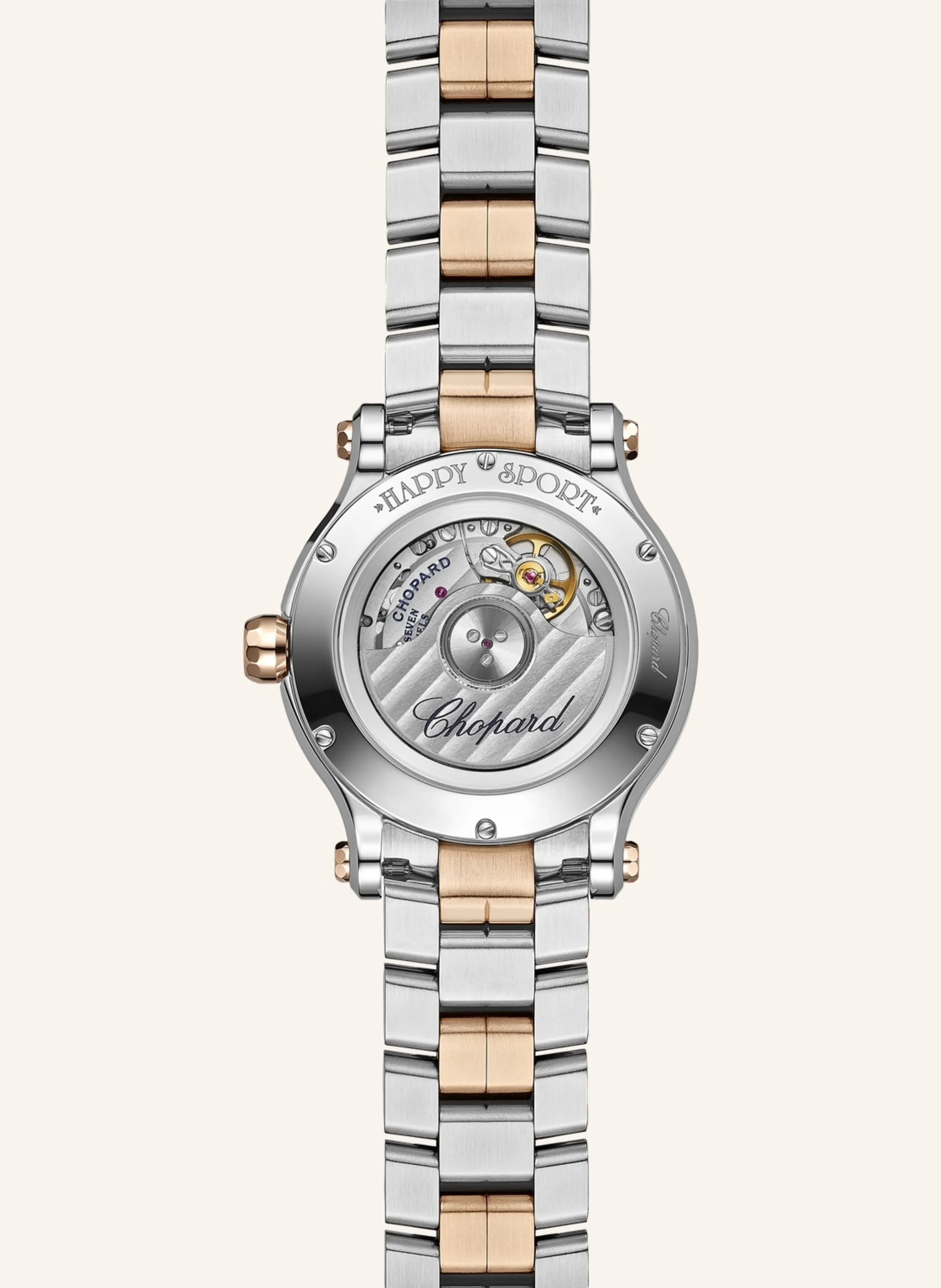Chopard Uhr HAPPY SPORT Uhr mit 33 mm Gehäuse, Automatik, 18 Karat Roségold, Edelstahl und Diamanten
