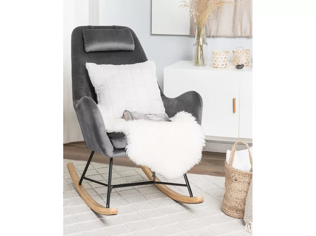 Fauteuil à bascule ARRIE Velours Gris foncé