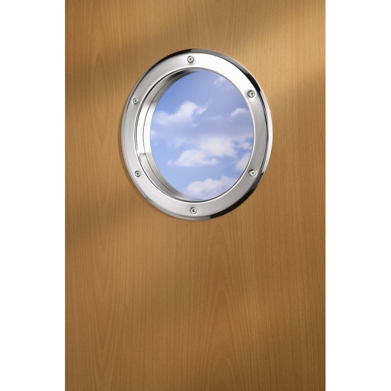 Hublot de porte rond nickelé mat