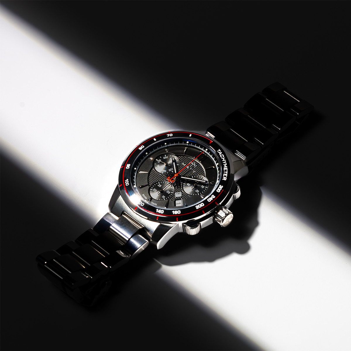 Montre MATY GM chronographe cadran noir bracelet acier