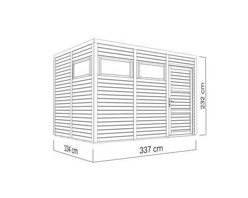Cubo 3 tuinhuis met vloer, 337 x 240 cm, antraciet