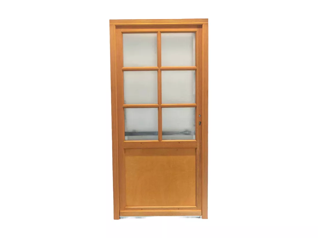 Porte De Service Bois Vitrée Naxos, H,215xl,90 P,gauche Côtes Tableau Gd Menuiseries