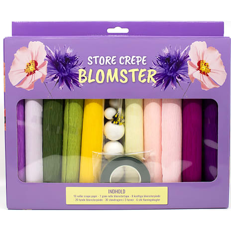 Crepe papir store blomstersæt