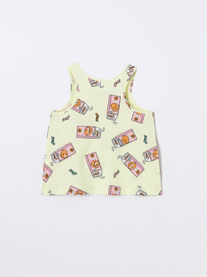 Conjunto com 2 pijamas de alcinha estampados - Amarelo Claro