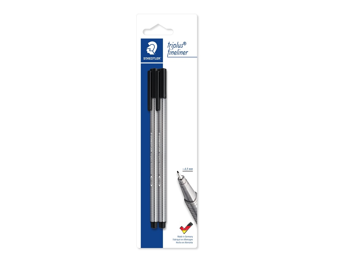 CANETA TRIPLUS STAEDTLER PONTA SUPER FINA PRETO 2 UNIDADES