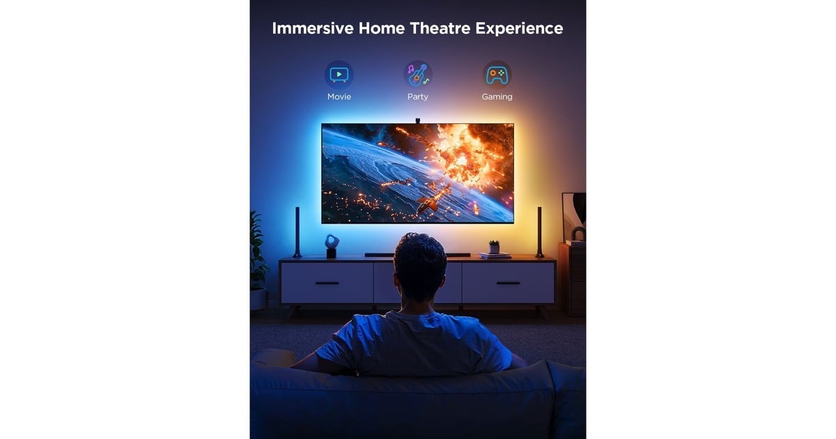GoveeTV Backlight 3 Lite Kit with Strip Ligth and Ligth Bars verlichting  (2,4GHz wifi, Bluetooth, voor 55 - 65 inch tv's)