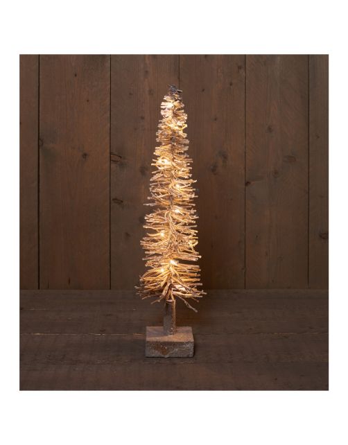 Anna's Collection Rotan Boom Naturel\/Sneeuw - Kerstverlichting - 60 cm Warm Wit 20 led