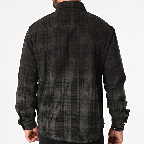 Chemise Manches Longues A Carreaux 1568 Vert Kaki Dégradé