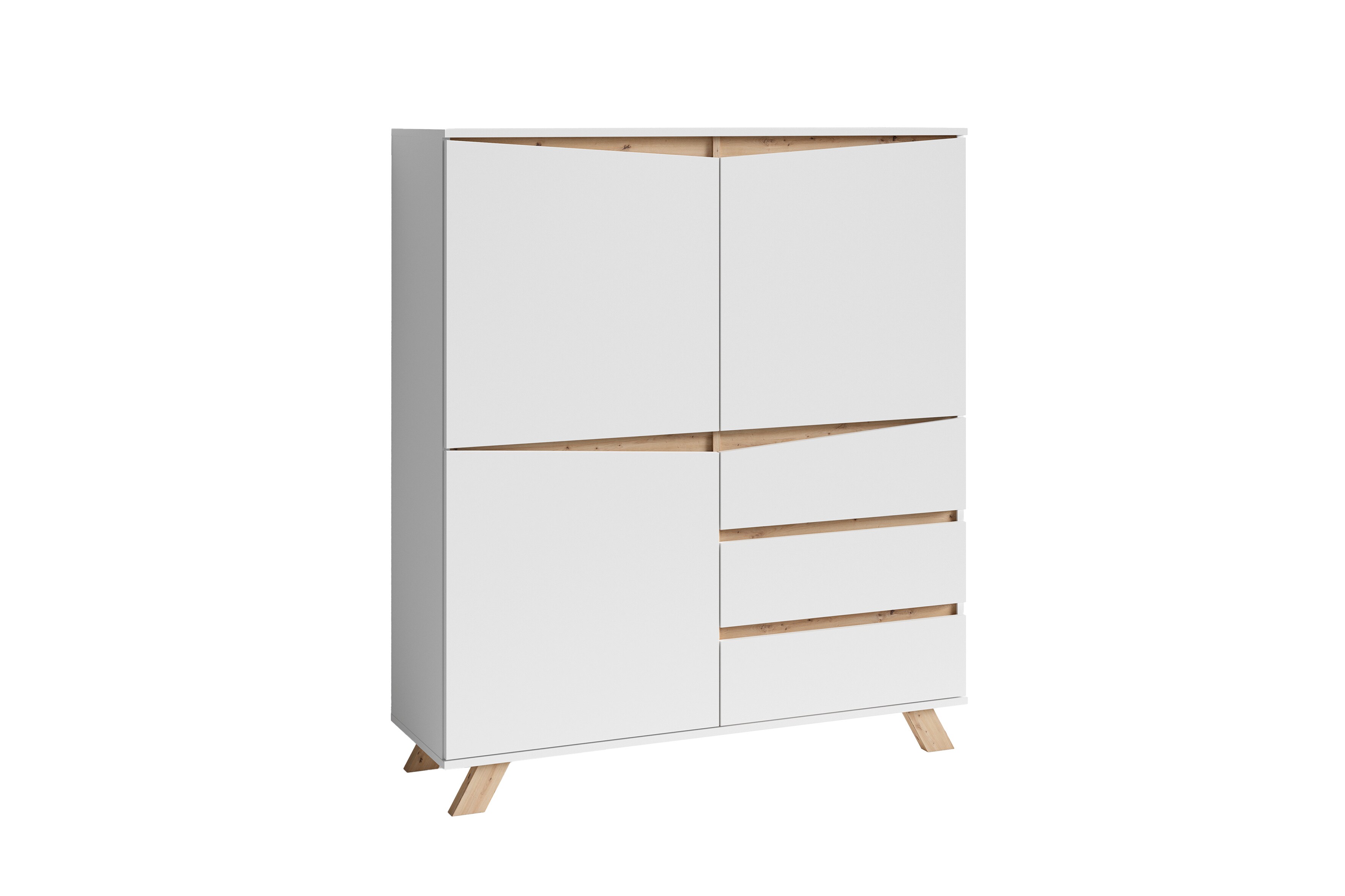 byLIVING Highboard VALENTIN, Breite 120 cm, weiß/Artisan Eiche (Eiche-Optik)