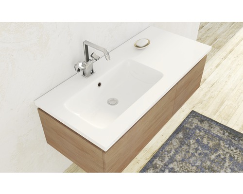 Badkamermeubel, model Avril, afmetingen (B x H x D): 100 x 30 x 45 cm, frontkleur: natuurlijke eikenhouten look, houtdecor