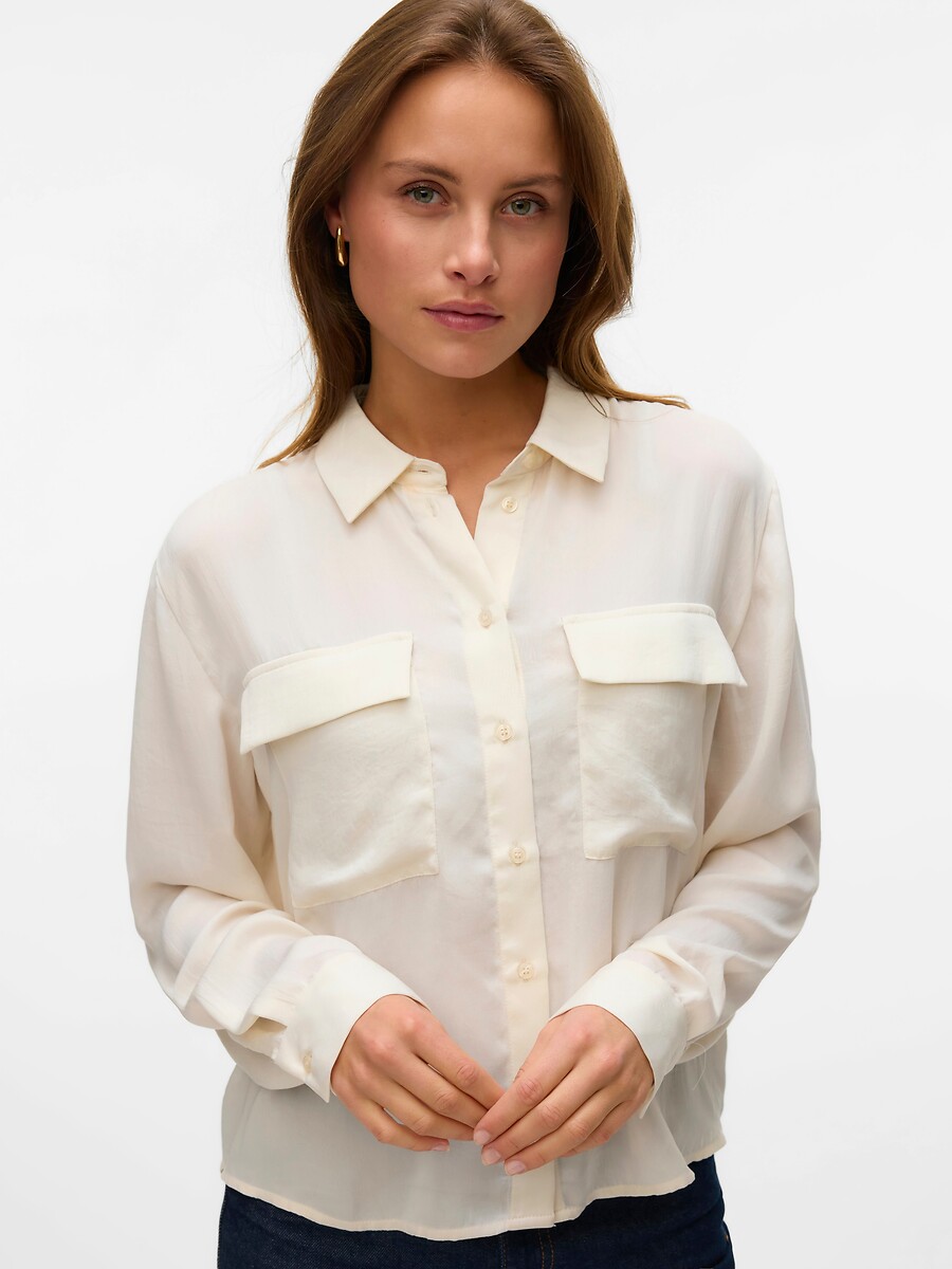 VERO MODA<br>Camisa fluida com 2 bolsos aplicados