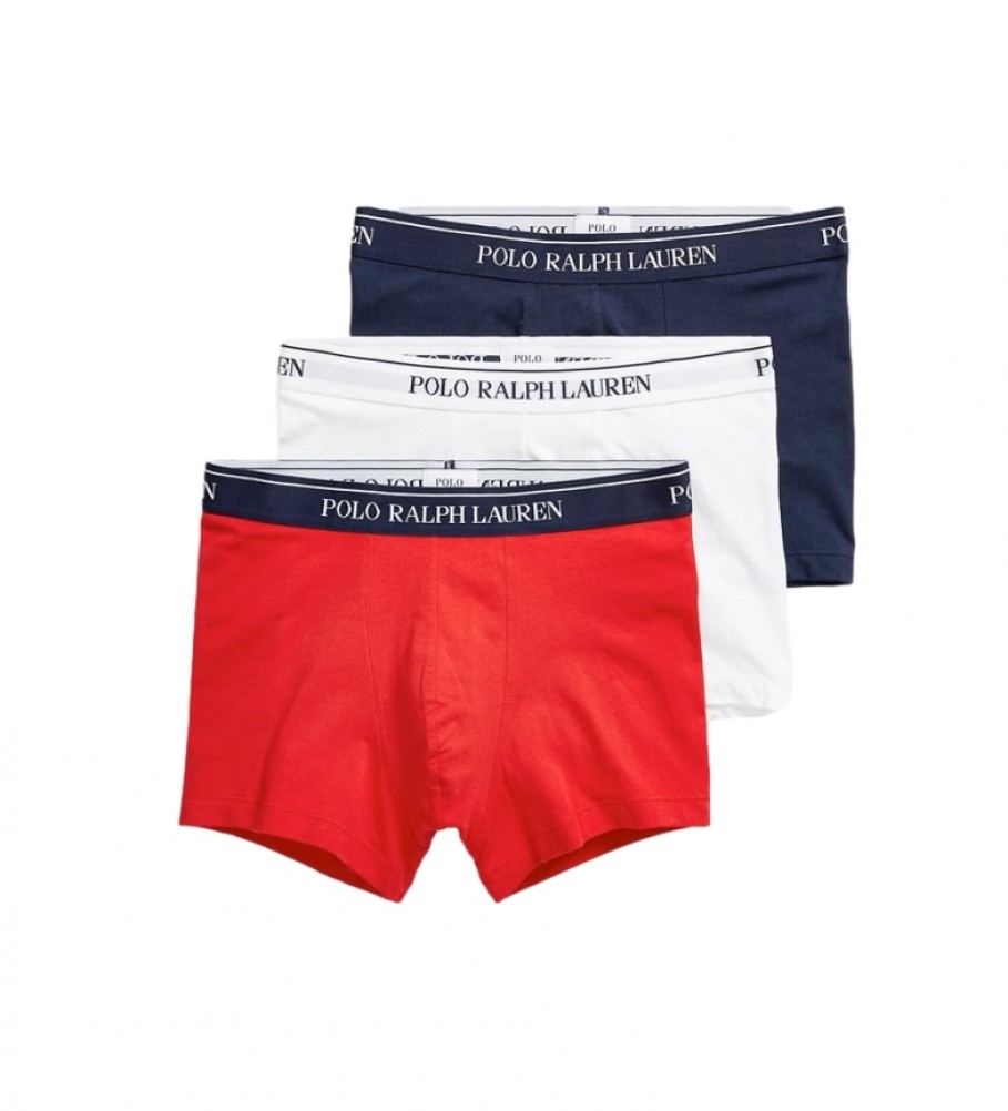 Conjunto de 3 cuecas boxer Ralph Lauren 714835885008 azul marinho, branco, vermelho