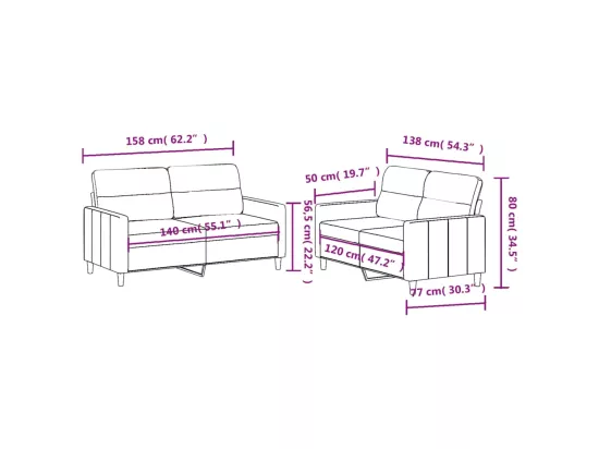 Ensemble de canapés 2 pcs avec coussins Jaune clair Tissu